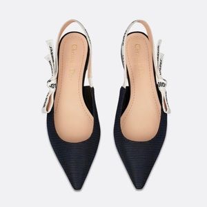J’adior DIOR Fabric & Ribbon Slingback Flats